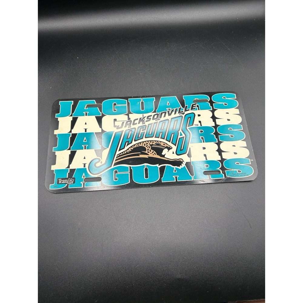 VTG NFL Jacksonville Jaguars Banned Logo License Plate Plastic Gameday Sport